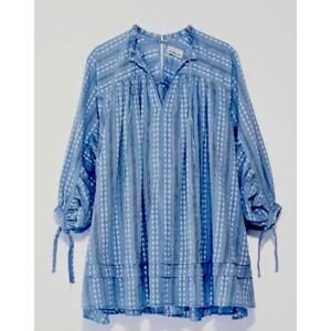 Urban Outfitters Large Jai Embroidered Babydoll Mini Frock Dress Blue Floral